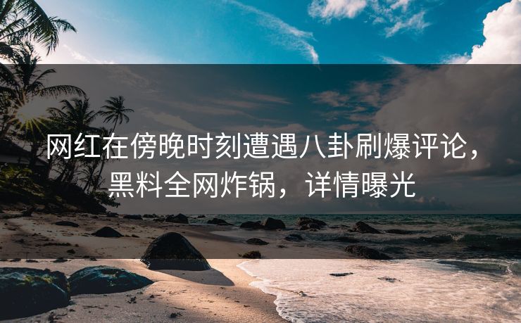 网红在傍晚时刻遭遇八卦刷爆评论，黑料全网炸锅，详情曝光
