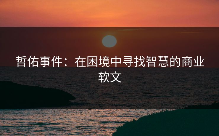 哲佑事件：在困境中寻找智慧的商业软文