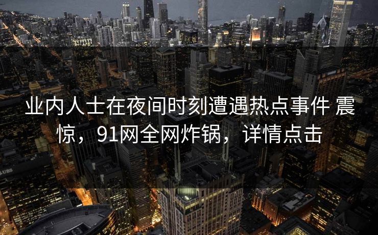 业内人士在夜间时刻遭遇热点事件 震惊，91网全网炸锅，详情点击