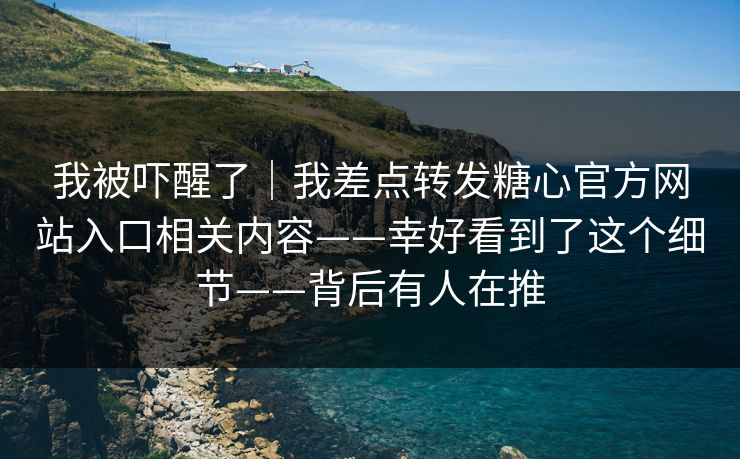 我被吓醒了|我差点转发糖心官方网站入口相关内容——幸好看到了这个细节——背后有人在推